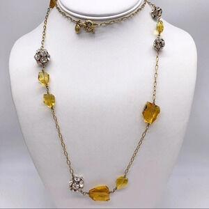 J. Crew Gold Jeweled Station Necklace